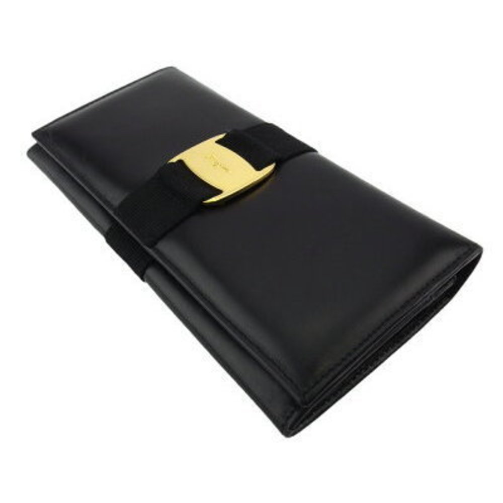 Salvatore Ferragamo Vara Long Wallet Zipper Black Leather - Picture 4 of 6